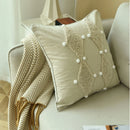 GobekUsa Boho Style Ivory Plush Pom Pom Cushion Cover, Moroccan Inspired 45x45cm