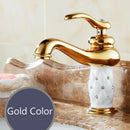 GobekUsa Gold Brass Diamond Basin Faucet Single Handle Hot & Cold Mixer Tap