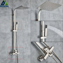 GobekUsa Brushed Nickel Rain Shower System with Square Hand Shower Mixer