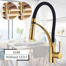 GobekUsa LED Swivel Pull Down Kitchen Faucet with Hot and Cold Water Mixer