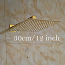 GobekUsa Golden Ultrathin Rainfall Shower Head Set with Wall Mount Brass Arm