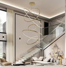 Large Ring Stainless Steel Light Fixture for Living Room, Hall, Staircase, Foyer, Stairwell