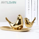 GobekUsa Gold Ceramic Bird Figurines Home Decor - Fashionable Wedding Ornaments