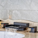 GobekUsa Black Wide Waterfall Spout Faucet Double Handle Bathroom Mixer Taps