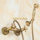 GobekUsa Antique Brass Bathroom Shower and Basin Tap Set
