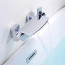 GobekUsa Brushed Gold Tub Shower Faucet Set with Waterfall Handheld Mixer