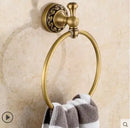 GobekUsa Copper Carved Bathroom Accessories Set: Towel Shelf, Towel Bar, Paper Holder, Cloth Hook