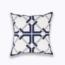 GobekUsa Blue Zigzag Geometric Embroidered Cushion Cover 45x45cm