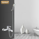 GobekUsa Brass Chrome Wall Mounted Shower Faucet Set with Green Orange Shower Head