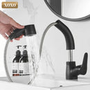 GobekUsa Black Basin Faucet Hot Cold Mixer Tap Single Handle Pull Out Mixer