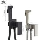 GobekUsa Brass Bidet Faucet: Cold Hot Water Mixer, Square Shower Sprayer Head, Toilet Tap