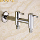 GobekUsa Brass Dual Hole Garden Faucet Bib-cock for Washing Machine, Toilet, and Garden