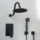 GobekUsa 8" Matte Black Wall Mounted Rainfall Shower Faucet Set with Handheld Shower