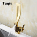 GobekUsa Gold Brass Square Basin Faucet Single Handle Hot Cold Mixer Water Tap