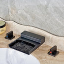GobekUsa Black Wide Waterfall Spout Faucet Double Handle Bathroom Mixer Taps