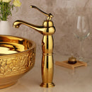 GobekUsa Golden Ceramic Washbasin and Brass Mixer Faucet Set