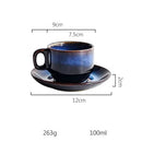 GobekUsa Deep Blue Ceramic Espresso Coffee Cup Saucer Set