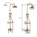 GobekUsa Antique Brass Wall Mount Bathtub Shower Faucet Dual Handle Shelf Spout