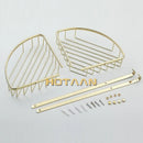 GobekUsa Gold Brass Double Layer Bathroom Shower Shelf Basket Holder