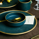 GobekUsa Ceramic Dinner Plate - Gold Edged Steak Dish - High Quality Japan Style Partyware