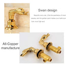 GobekUsa Golden Swan Basin Faucet Double Handle Hot Cold Mixer Tap for Bathroom