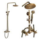 GobekUsa Antique Shower Mixer Tap Set with 8" Rainfall Shower Head and Dual Handles