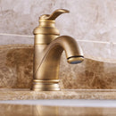 GobekUsa Antique Brass Basin Faucet Single Handle Deck Mounted Bathroom Sink Hot Cold Mixer
