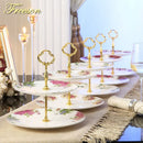 GobekUsa Bone China Fruit Plates Set Cake Stand Buffet Dishes Tray Tableware Decoration