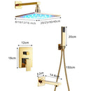 GobekUsa LED Golden Shower Faucet Set with Single Handle Rainfall Bath Mixer