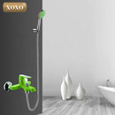 GobekUsa Brass Chrome Wall Mounted Shower Faucet Set with Green Orange Shower Head