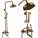 GobekUsa Brass Antique Shower Faucet Set with Porcelain Ceramic Swivel Bath Spout