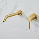 GobekUsa Gold Brass In-Wall Basin Faucet Mixer Tap for Hot Cold Bathroom Sink