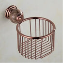GobekUsa Brass & Jade Rose Gold Bathroom Set: Paper Holder, Towel Bar, Soap Basket