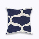 GobekUsa Blue Zigzag Geometric Embroidered Cushion Cover 45x45cm