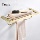 GobekUsa Bath Set: Towel Rack, Corner Shelf, Paper Holder, Mixer Faucet - Brushed Matt Gold