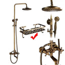 GobekUsa Brass Antique Shower Faucet Set with Porcelain Ceramic Swivel Bath Spout