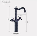 GobekUsa Black Bronze Swan Basin Faucet Dual Cross Handle Deck Mounted Bathroom Mixer