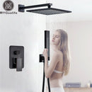GobekUsa Black Bronze Shower Faucet Set with Rainfall Mixer Tap & 2-ways Valve