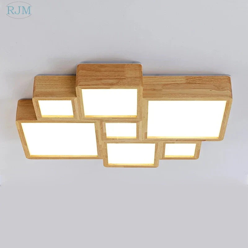 GobekUsa Japanese Solid Wood Ceiling Lamp for Home Living Room Bedroom Study