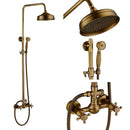 GobekUsa Antique Shower Mixer Tap Set with 8" Rainfall Shower Head and Dual Handles
