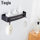 GobekUsa Black Aluminum Bathroom Corner Shelf Wall Mounted Soap Dish Holder