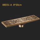 GobekUsa Antique Brass Linear Shower Floor Drain with Art Carved Cover