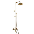 GobekUsa Antique Brass Rainfall Shower Faucet Set with Handshower and Shelf