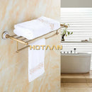 GobekUsa Brass Bathroom Towel Rack, Antique Brass Towel Holder, 60cm Corner Bath Shelf