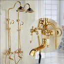 GobekUsa Golden Brass & Jade Bath Shower Set - Wall Mounted Rainfall & Hand shower