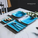 GobekUsa Blue Ice Crack Glaze Ceramic Plate - Round Solid Pattern