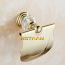 GobekUsa Golden Crystal Toilet Paper Holder Wall Mount Archaize Waterproof Roll Rack