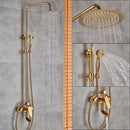 GobekUsa Golden Shower Mixer Taps with 8" Rainfall Shower Head and Handshower