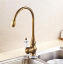 GobekUsa Antique Brass Porcelain Basin Mixer Hot Cold Tap - 360 Degree Swivel Kitchen Faucet