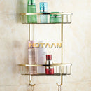 GobekUsa Gold Brass Double Layer Bathroom Shower Shelf Basket Holder